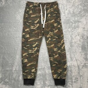 ProGo USA Camo Jogger Sweatpants Mens Medium Fleece Lined Drawstring Ribbed Cuff